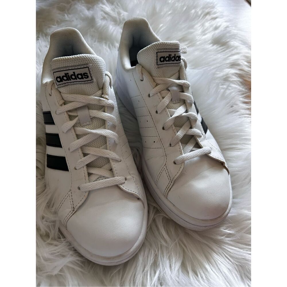 Adidas Womens Grand Court Base Athletic Shoes Size 6 Cloud White Black EE7968